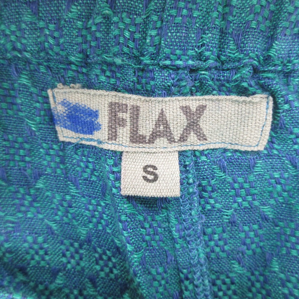 FLAX Womens Linen Pants Size Small Blue Green Jacquard Tapered - Picture 10 of 13